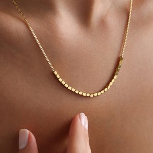 14K Gold Layering Beaded Necklace, Flat Ball Chains Jewellery, Dot Gold Filled Pendant, Stacking Balls for Women Necklace, Christmas Gifts