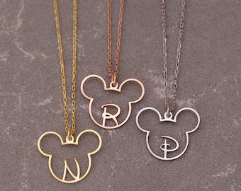 Disney Necklace, Initial Pendant, Cute Jewelry, Custom Letter Charm, Mickey Mouse Necklace, Mother's Day, New Mom, Mama Gifts For Her & Kids