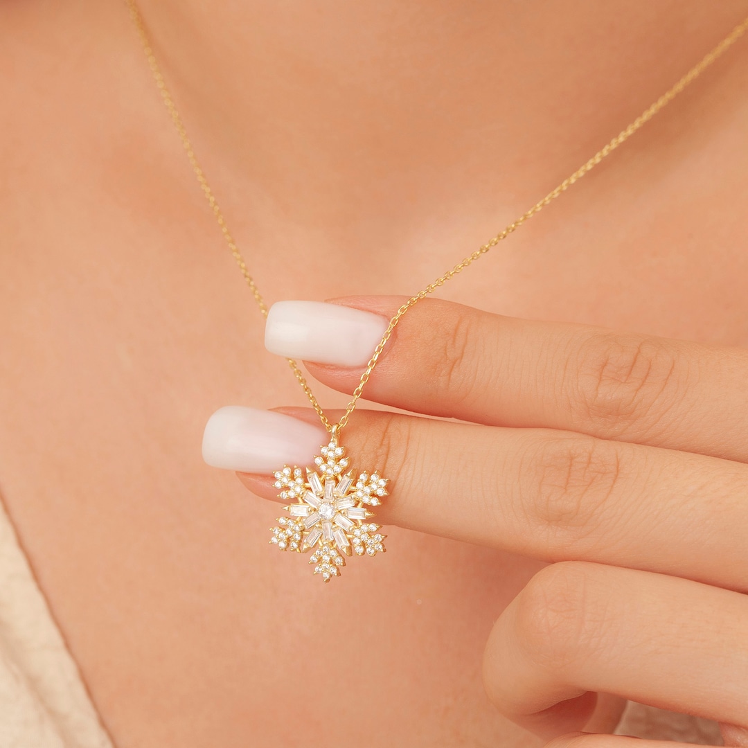 【激安アウトレット!】 & Gold 14K Silver Jewelry Diamond Necklace, Snowflake アクセサリー