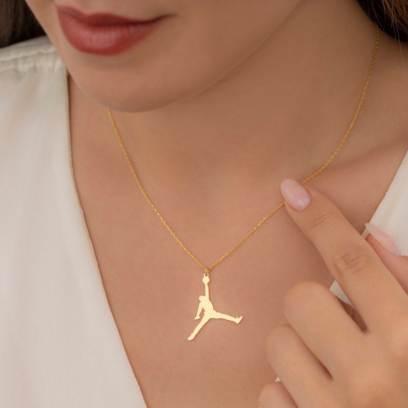 14K Gold Jordan Necklace Silver Air Jordan Necklace Slam Etsy