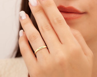 Personalized Silver Name Ring, Custom 14K Gold Stackable Name Rings, Stacking Name Ring, Anniversary Gifts for Her Girlfriend, PPNR2
