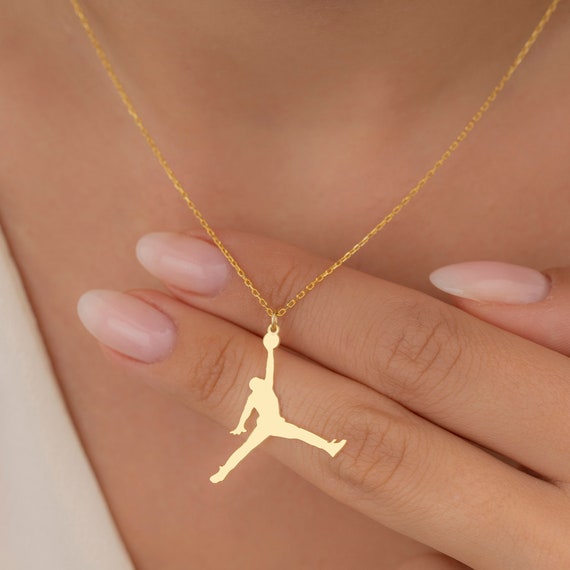 14K Gold Jordan Necklace, Silver Air Jordan Necklace, Slam Dunk, NBA  Jumpman Pendant, Sports Jewelry, Birthday Gifts for Her Him, PNJN1 