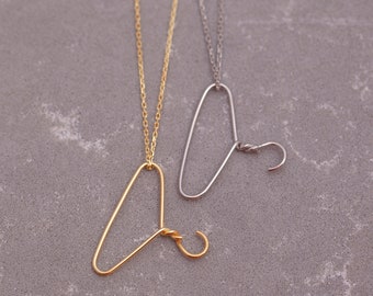 Gold & Silver Coat Hanger Necklace, Planned Parenthood Pendant, Wire Hanger Necklace, Gifts for Her Wife Women, PCHN1