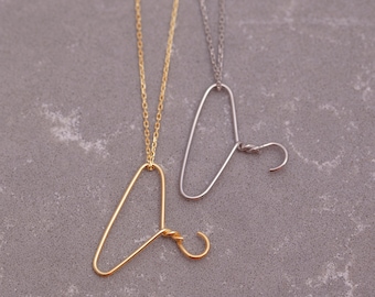 Gold & Silver Coat Hanger Necklace, Planned Parenthood Pendant, Wire Hanger Necklace, Gifts for Her Wife Women, PCHN1