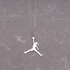 14K Gold Jordan Necklace, Silver Air Jordan Necklace, Slam Dunk, NBA ...