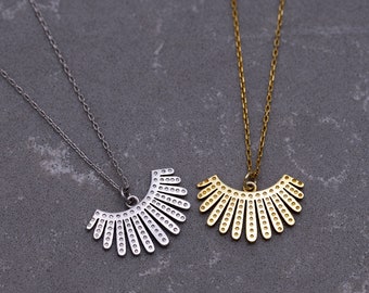 Gold & Silver RBG Necklace, Ruth Bader Ginsburg Pendant, Feminist Jewelry, I Dissent Charm, RBG Collar Pin, Iud Gifts, Mothers Day Gifts