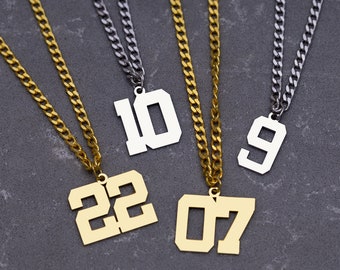 Number Necklace, Team Number Charm, Special Date, Personalized Charm, Custom Pendant, Baseball Pendant, Sports Jewelry, Graduation Gifts