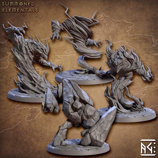 4 Pc  Elementals /  summoned elemental / miniature / D&D / table top RPG / Artisan Guild / wargaming