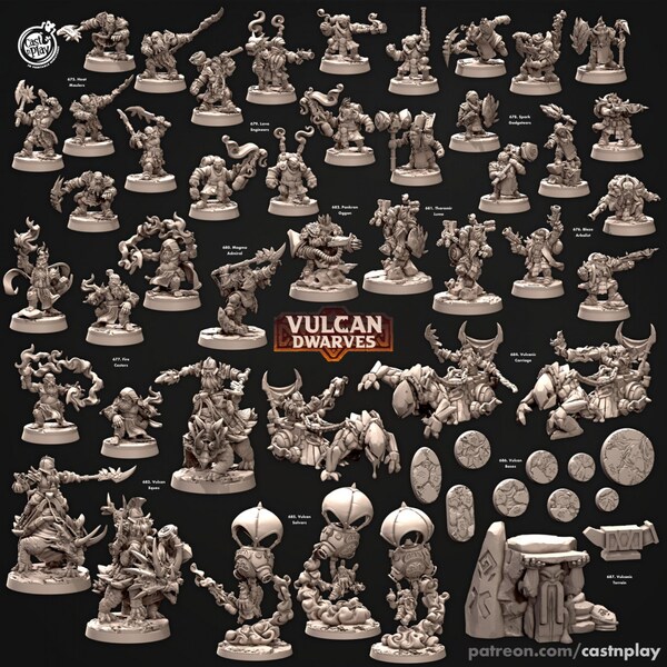 48 Pc Vulcan Dwarves by Cast n Play | Miniatures | dwarves | D&D | Fantasy | pathfinder