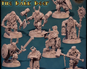 8 Pc  dwarf of the dark deep / Dwarfs / miniature / D&D / table top RPG / Daybreak Miniatures / wargaming