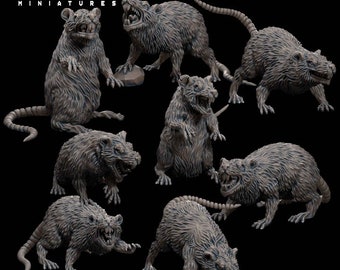 8 Pcs  Giant Rat pack / wargame / D&D / miniatures /  Tytantroll miniatures