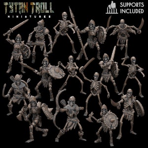 16 Pc Skeletons Horde by Tytantroll Miniatures, wargame, D&D, miniatures, Tytantroll miniatures