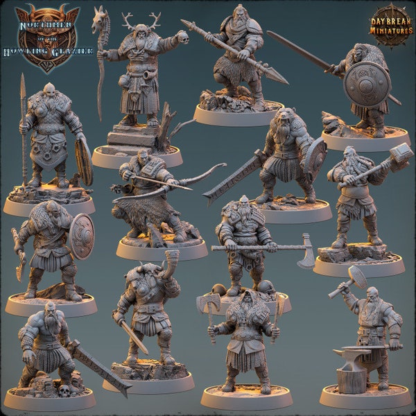 13 Pc Northmen of the Howling Glacier / vikings / miniature / D&D / table top RPG / Daybreak Miniatures / wargaming