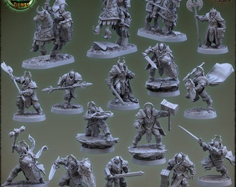 16 Pc  Templars of the Northern Lights / warrior /paladin / miniature / D&D / table top RPG / Daybreak Miniatures / wargaming s