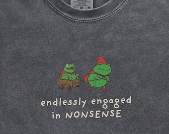 T-shirt graphique grenouille déséquilibrée, engagé sans fin dans des bêtises drôles