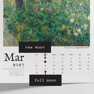 2026/2027 Large Vintage Calendar Fine Art Wall Hanging Home Decor Impressionist Painting 11x17 or 8.5x11 image 7