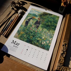 2026/2027 Large Vintage Calendar Fine Art Wall Hanging Home Decor Impressionist Painting 11x17 or 8.5x11 image 2