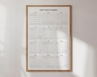 2026 Large Wall Calendar Poster Classroom Year Planner Organizer Minimalist Monthly Wall Chart for Home Office Year at a Glance