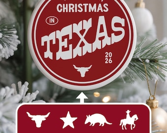 Vår första jul i Texas-prydnad Nytt hem Inflyttningspresent Mäklarens avslutningspresent Personlig Texas-prydnad Nya husägare