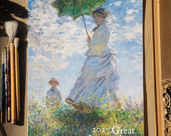 2027 Large Vintage Calendar Fine Art Wall Hanging Home Decor Impressionist Painting 11x17 or 8.5x11