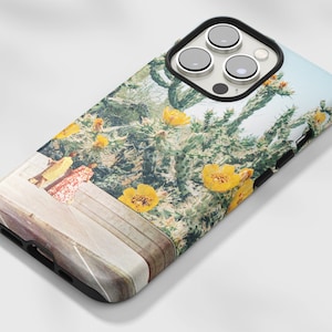 Cactus Flowers Collage Art Phone Case - Surreal Retro Spring Vintage Indie Aesthetic Tough Mobile Phone Case, iPhone 14 13 12 11 X Pro Max