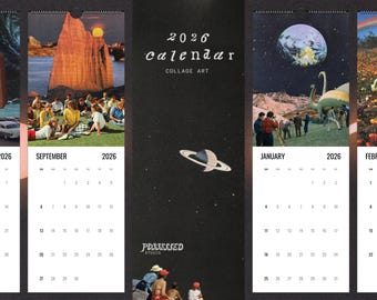 Collage Kunst Kalender 2026 Vintage Retro Collage Kunst Wandkalender Futuristische Kunst