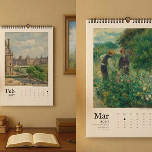 2026/2027 Wall Calendar Fine Art Home Decor Vintage Impressionist Painting Large Hanging Calendar 11x17 or 8.5x11 Art Lover Gift image 5