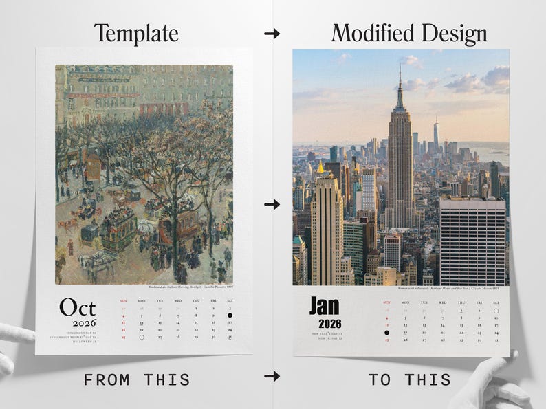2026 Calendar Template Canva Fully Editable Digital Download ...