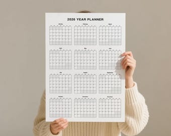 2026 Calendar Poster Large Wall Planner Ships Flat 2026 Year Planner Minimalist Year At A Glance Monthly Planner For Family Office Or School