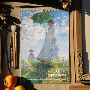 2026/2027 Large Vintage Calendar Fine Art Wall Hanging Home Decor Impressionist Painting 11x17 or 8.5x11 image 1