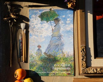 2026/2027 Large Vintage Calendar Fine Art Wall Hanging Home Decor Impressionist Painting 11x17 or 8.5x11