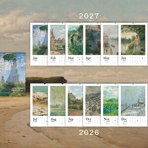 2026/2027 Large Vintage Calendar Fine Art Wall Hanging Home Decor Impressionist Painting 11x17 or 8.5x11 image 8