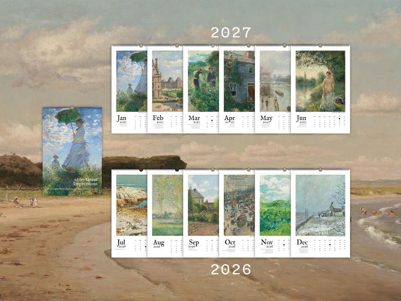 2026/2027 Large Vintage Calendar Fine Art Wall Hanging Home Decor Impressionist Painting 11x17 or 8.5x11 image 8