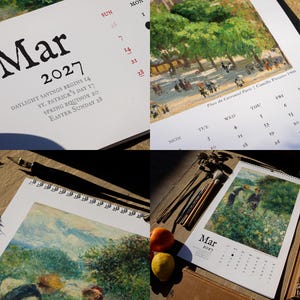 2026/2027 Wall Calendar Fine Art Home Decor Vintage Impressionist Painting Large Hanging Calendar 11x17 or 8.5x11 Art Lover Gift image 3