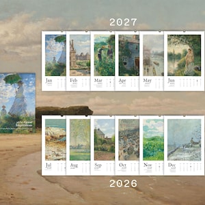 2026/2027 Wall Calendar Fine Art Home Decor Vintage Impressionist Painting Large Hanging Calendar 11x17 or 8.5x11 Art Lover Gift image 9