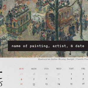 2026/2027 Wall Calendar Fine Art Home Decor Vintage Impressionist Painting Large Hanging Calendar 11x17 or 8.5x11 Art Lover Gift image 7