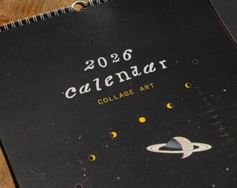 2026 Collage Art Calendar Vintage Retro 2026 Surreal Calendar Collage Art Wall Calendar Futuristic Sci-fi Wall Art Calendar