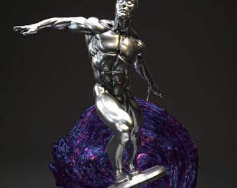 Figura de Silver Surfer (Fan-Art) / Idea de regalo, sin pintar, coleccionable / Impresión de 12k