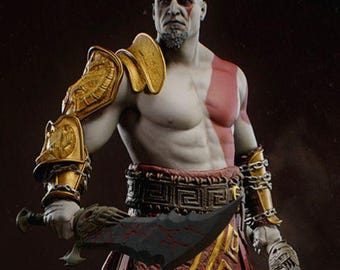 Kratos Figure (Fan-Art) | Gift idea, unpainted, collectible | 12k Print
