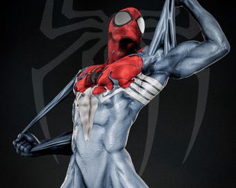 Symbiote Anzug Spider-Man | Fan Art Kunstharz Figur | Unbemalt oder Bemalt | Auf Bestellung