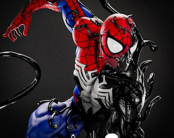 Half Symbiote Suit Spider-Man Figure (Fan-Art) | Gift idea, unpainted, collectible | 12k Print