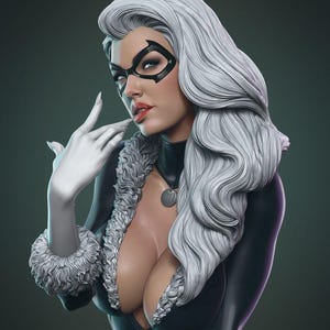 Black Cat Statue (Fan-Art) | Gift idea, unpainted, collectible | 12k Print