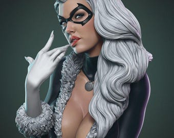 Black Cat | Fan Art Resin Figure | Unpainted or Painted | Made to Order