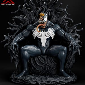 Venom on Throne Figure (Fan-Art) | Gift idea, unpainted, collectible | 12k Print