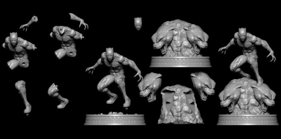 Black Panther. Support manette et téléphone. Impression 3D résine et Black Panther. Support manette et téléphone. Impression 3D résine et