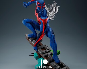 Spider Man 2099 Figur (Fan-Art) | Geschenkidee, unbemalt, Sammlerstück | 12k Druck