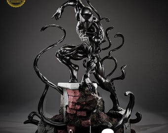 Symbiote Suit Spider-Man Figure (Fan-Art) | Gift idea, unpainted, collectible | 12k Print