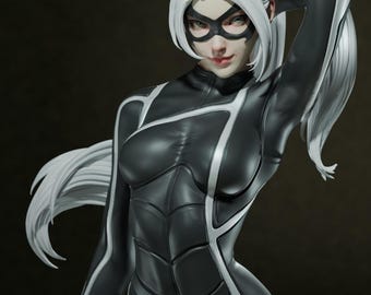 Black Cat Figure (Fan-Art) | Gift idea, unpainted, collectible | 12k Print