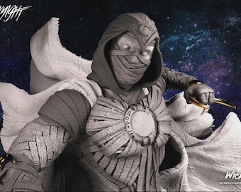 Moon Knight / Figura de resina de fan art / Sin pintar o pintada / Hecha a pedido