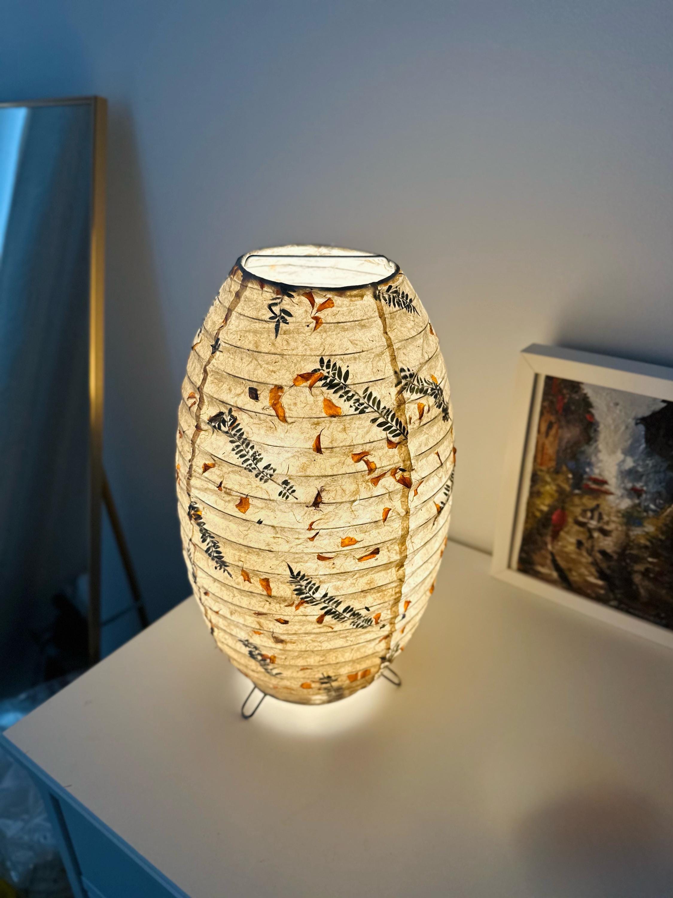 Handmade Paper Lamp Shade – Japanese Style Lokta & Bamboo Pendant